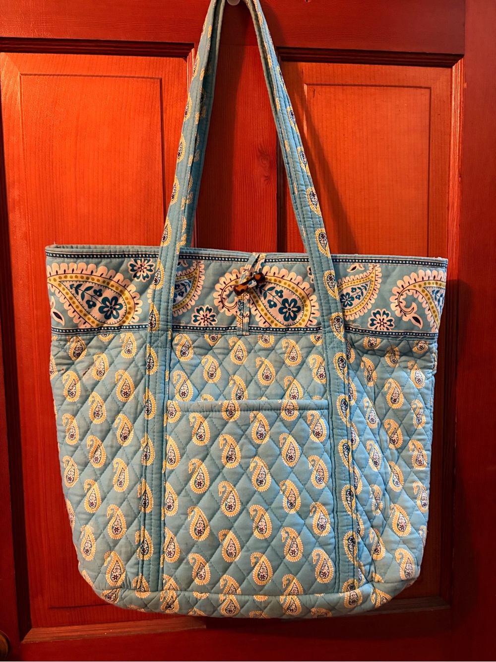 Vera Bradley Bermuda Blue Quilted Paisley Tote- retired pattern